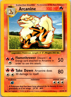 1999 Base Set  023/102 Arcanine Uncommon M224