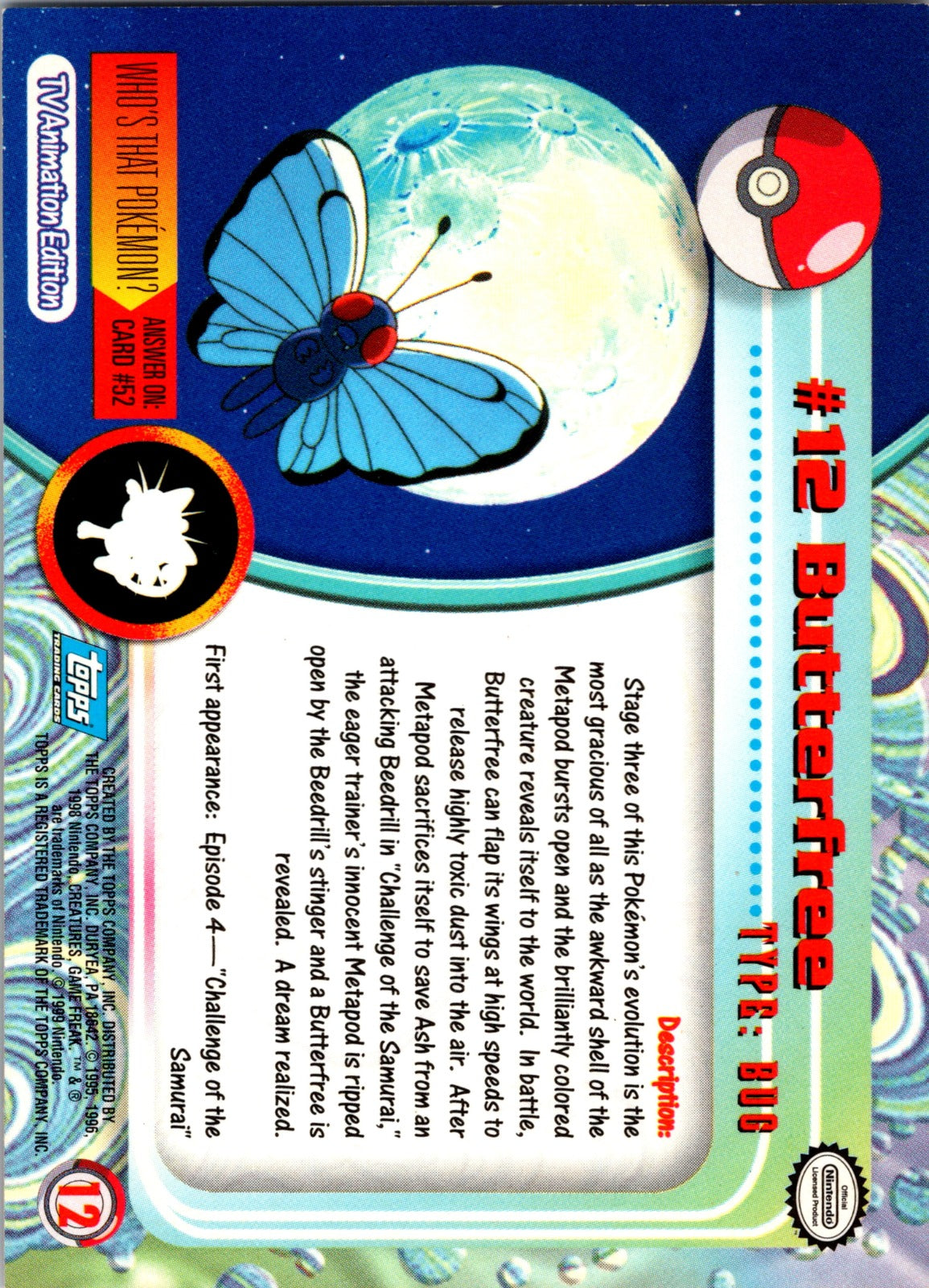 1999 Topps TV Butterfree LP  P179