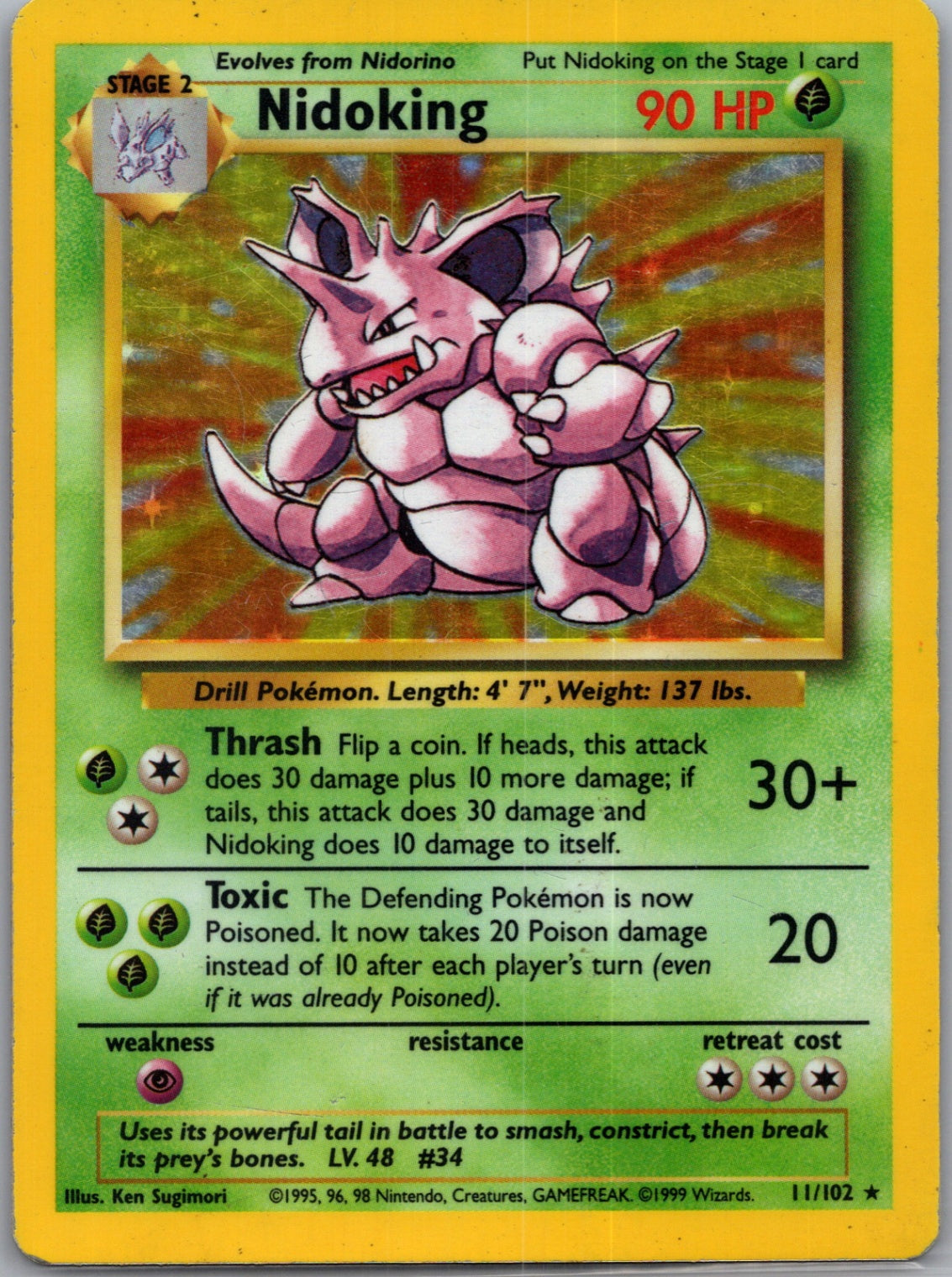 1999 Base Set 011/102 Nidoking Holo Rare G281