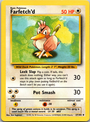 1999 Base Set (Shadowless) 027/102 Farfetch'd LP