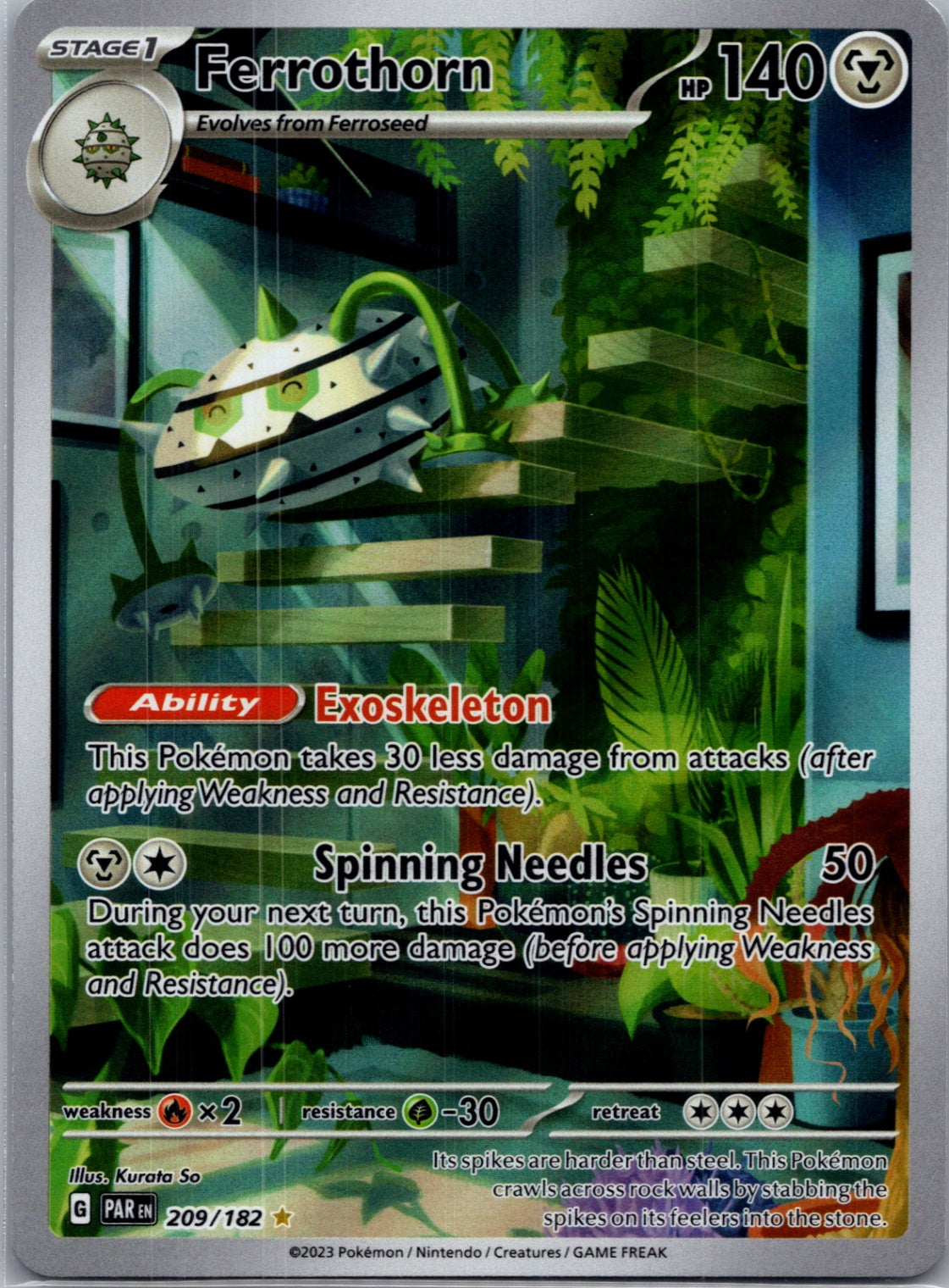 Ferrothorn Holofoil Illustration Rare SV04: Paradox Rift 209/182 NM