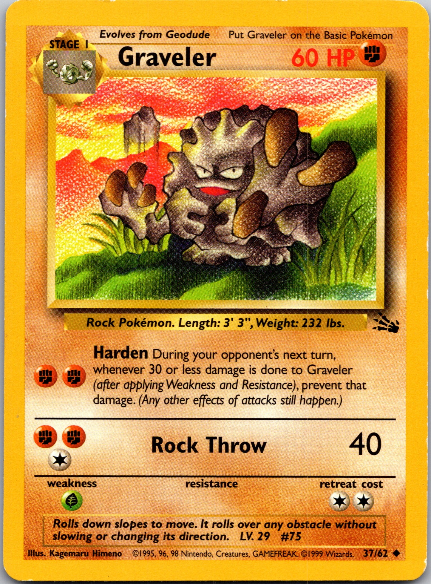 2000 Fossil 37/62 Graveler Uncommon A306