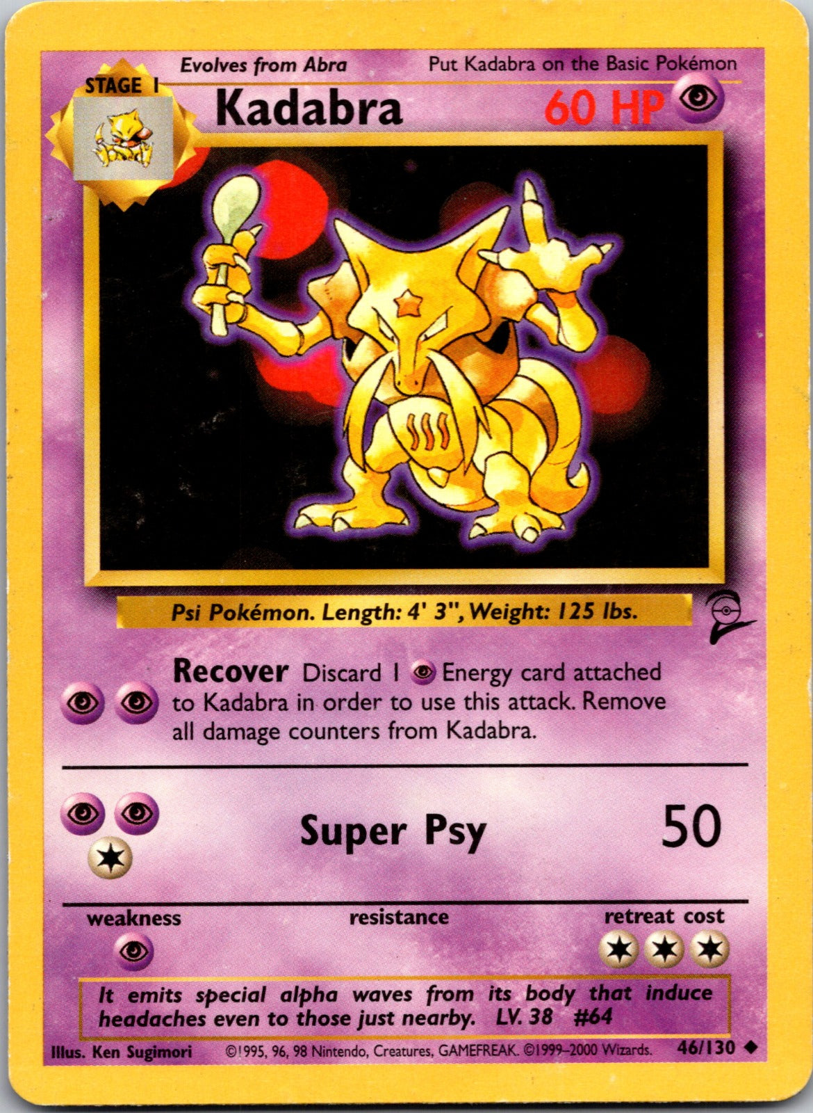 2000 Base Set 2 046/130 Kadabra LP