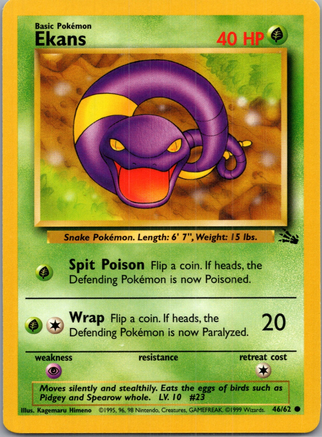 1999 Fossil #46/62 Ekans Common B128