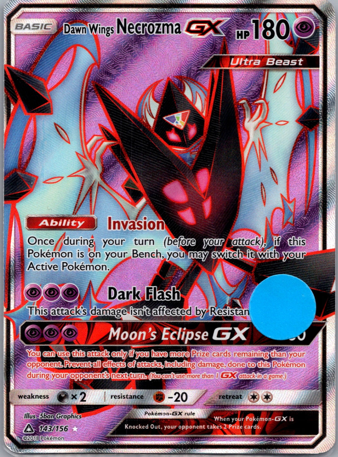 Dawn Wings Necrozma GX (Full Art) Holofoil Ultra Rare SM - Ultra Prism 143/156 NM