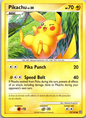 2008 Stormfront 70/100 Pikachu LP