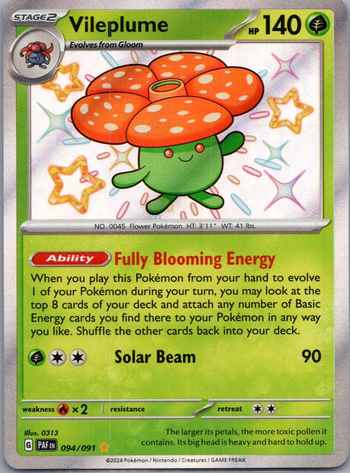 2024 SV: Paldean Fates 094/091 Vileplume Shiny Rare F146