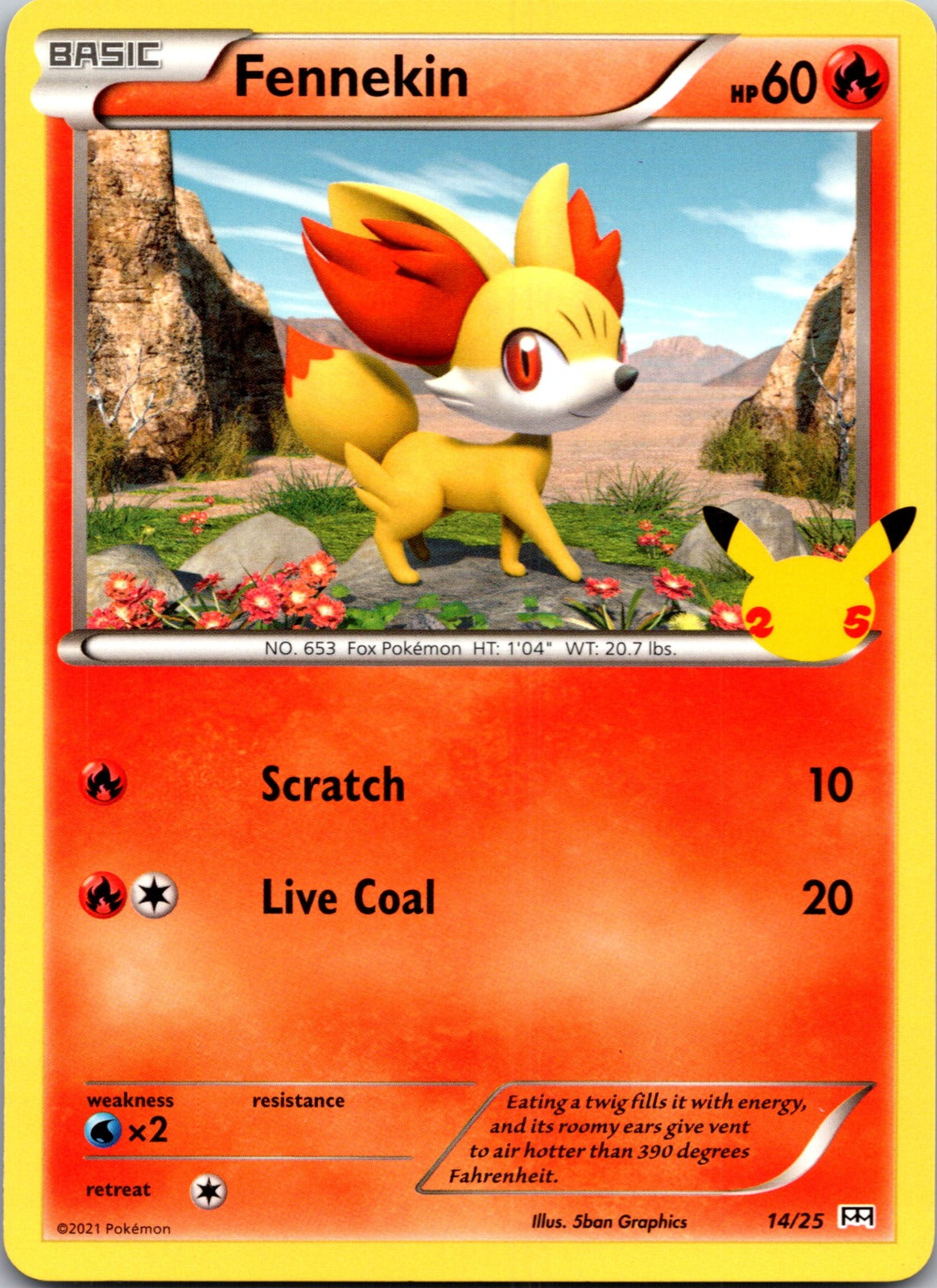 2021 McDonald's 25th Anniversary Promo 014/025 Fennekin - 14/25 LP