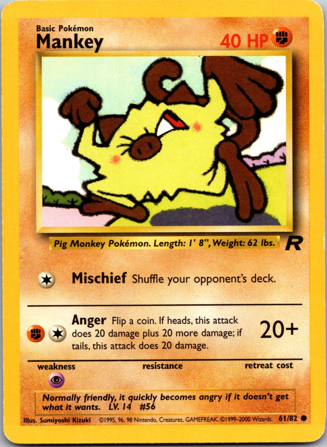 2000 Team Rocket 61/83 Mankey Common C251