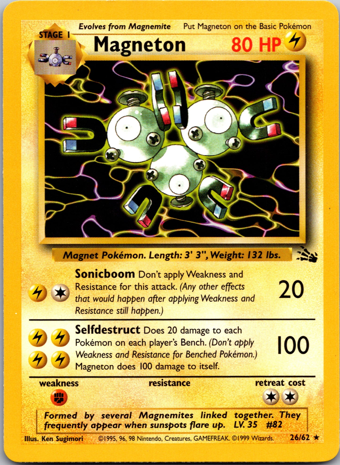 1999 Fossil 26/62 Magneton Rare B19