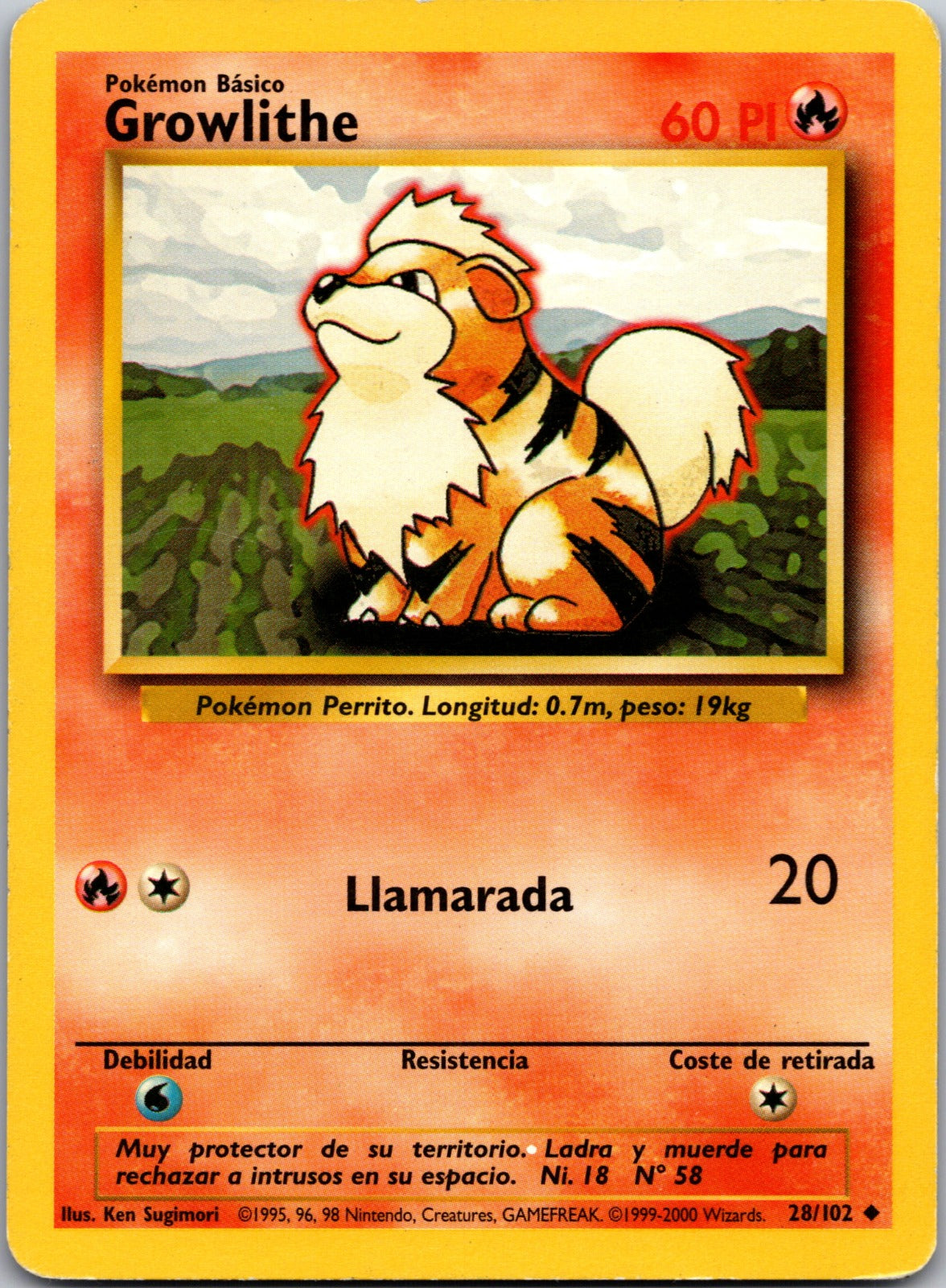 1999 Base Set 028/102 Growlithe LP (Spanish) Y60