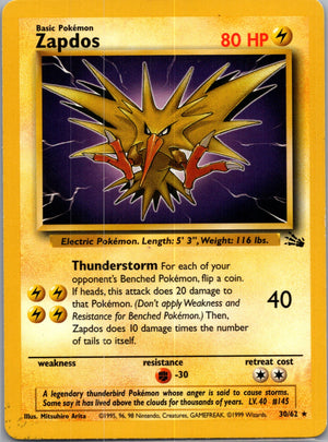 Fossil 30/62 Zapdos (30) Rare NM