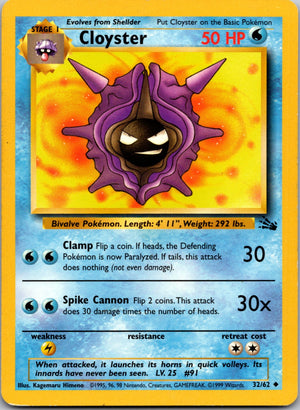 1999 Fossil #32/62 Cloyster Uncommon A152