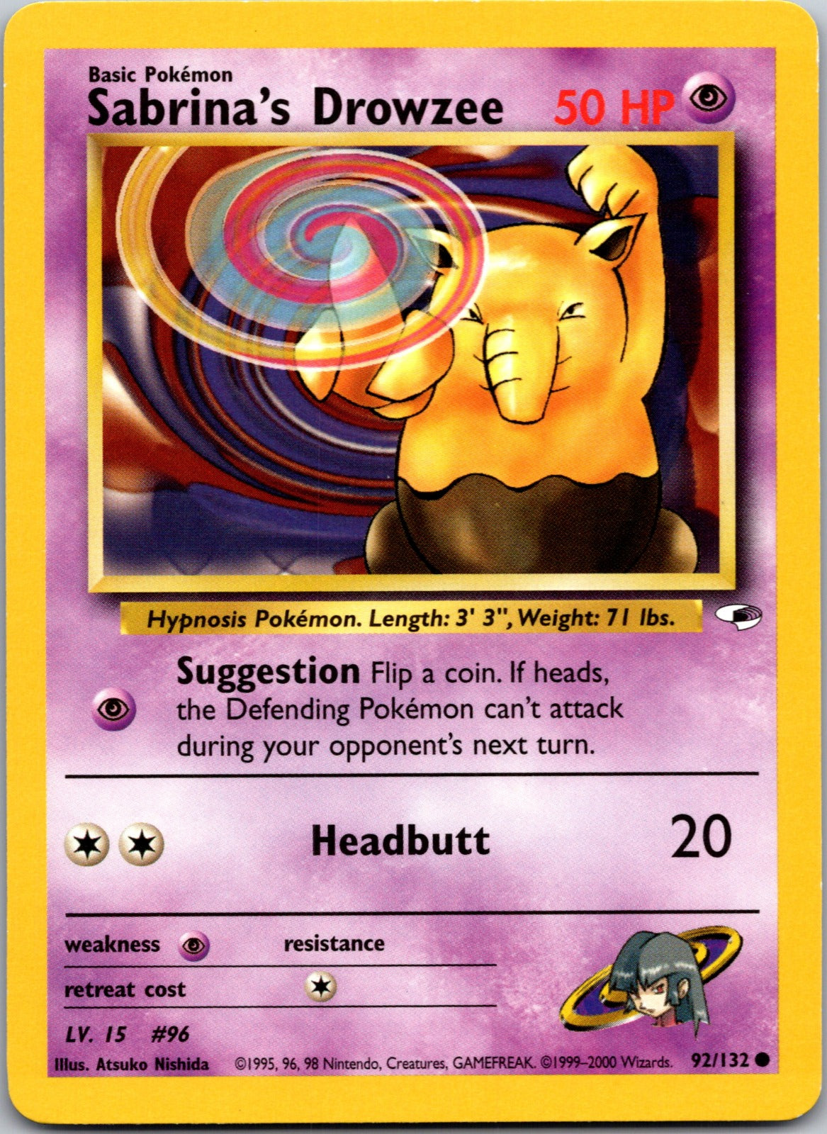 2000 Gym Heroes 092/132 Sabrina's Drowzee MP