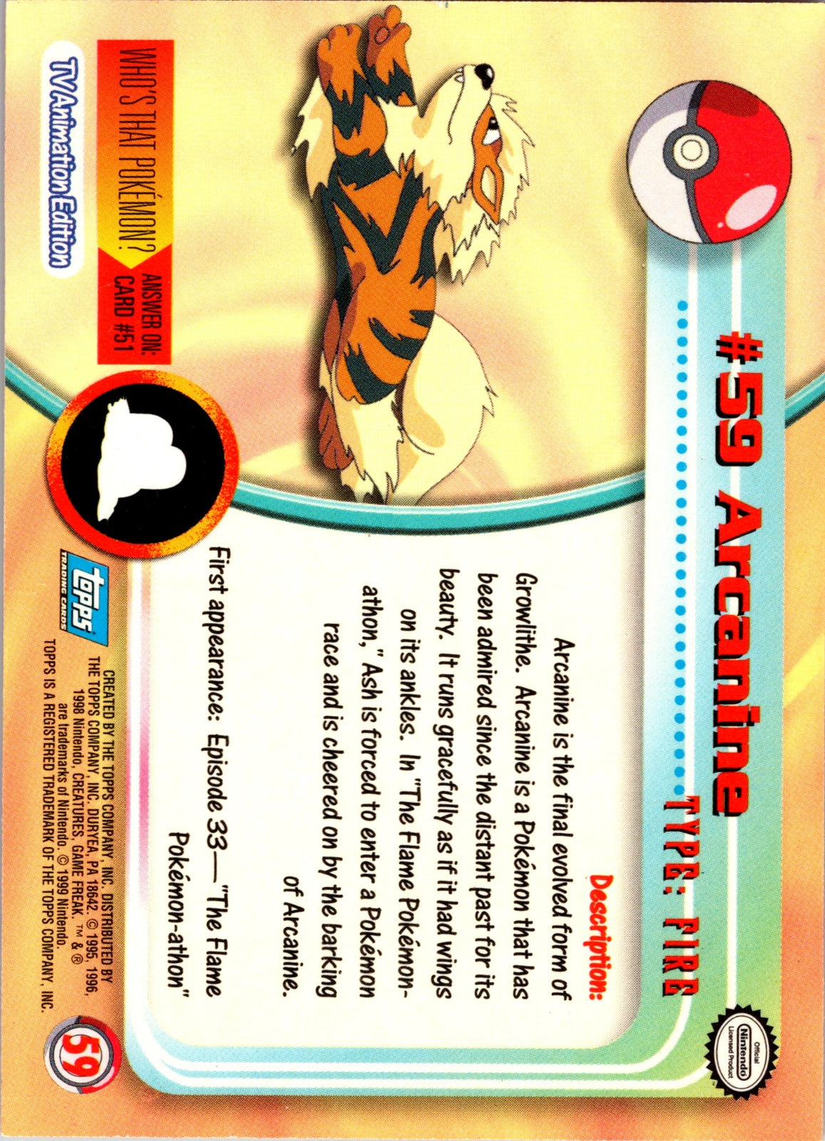 1999 Topps TV Arcanine LP  X4