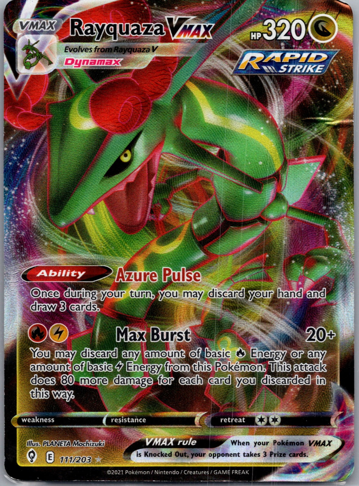 2021 SWSH07: Evolving Skies 111/203 Rayquaza VMAX LP