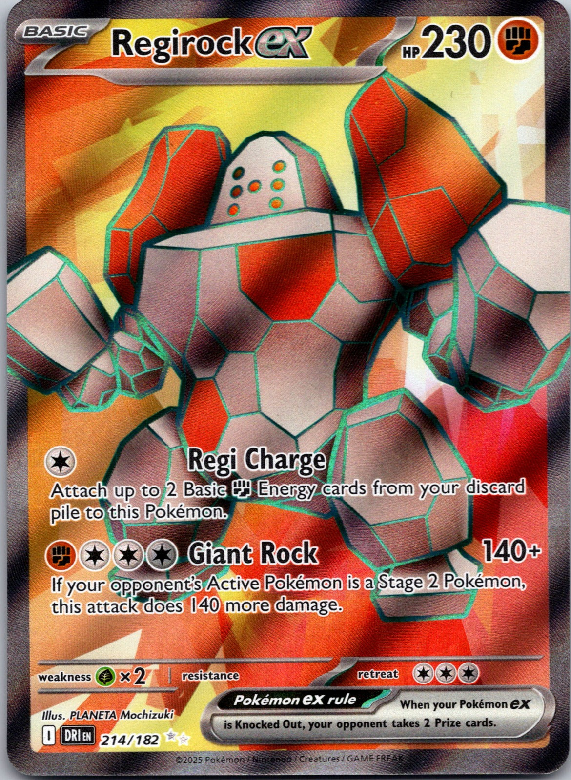 2025 SV10: Destined Rivals 214/182 Regirock ex NM