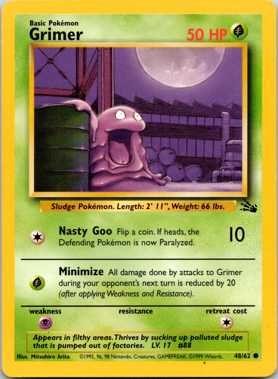 1999 Fossil #48/62 Grimer Common A1