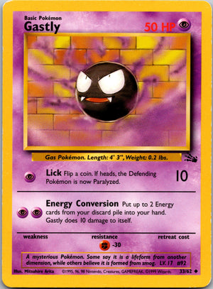 1999 Fossil 33/62 Gastly Uncommon A349
