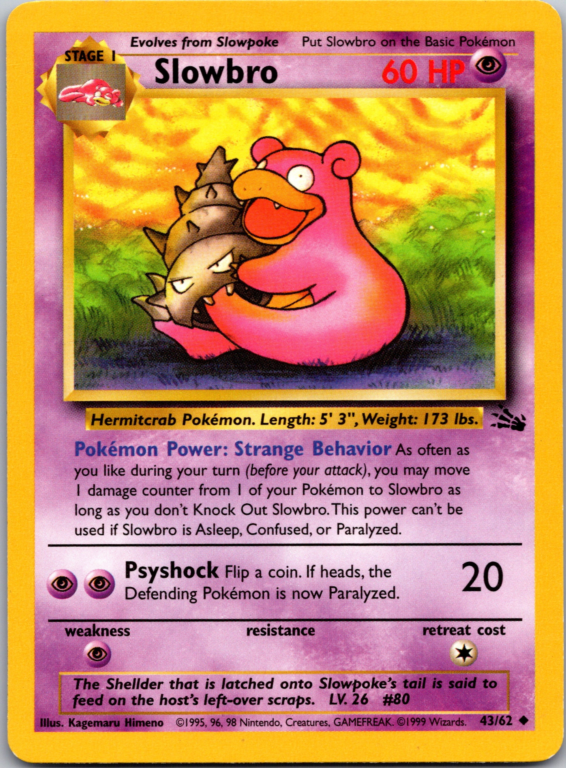 1999 Fossil 43/62 Slowbro Uncommon B36
