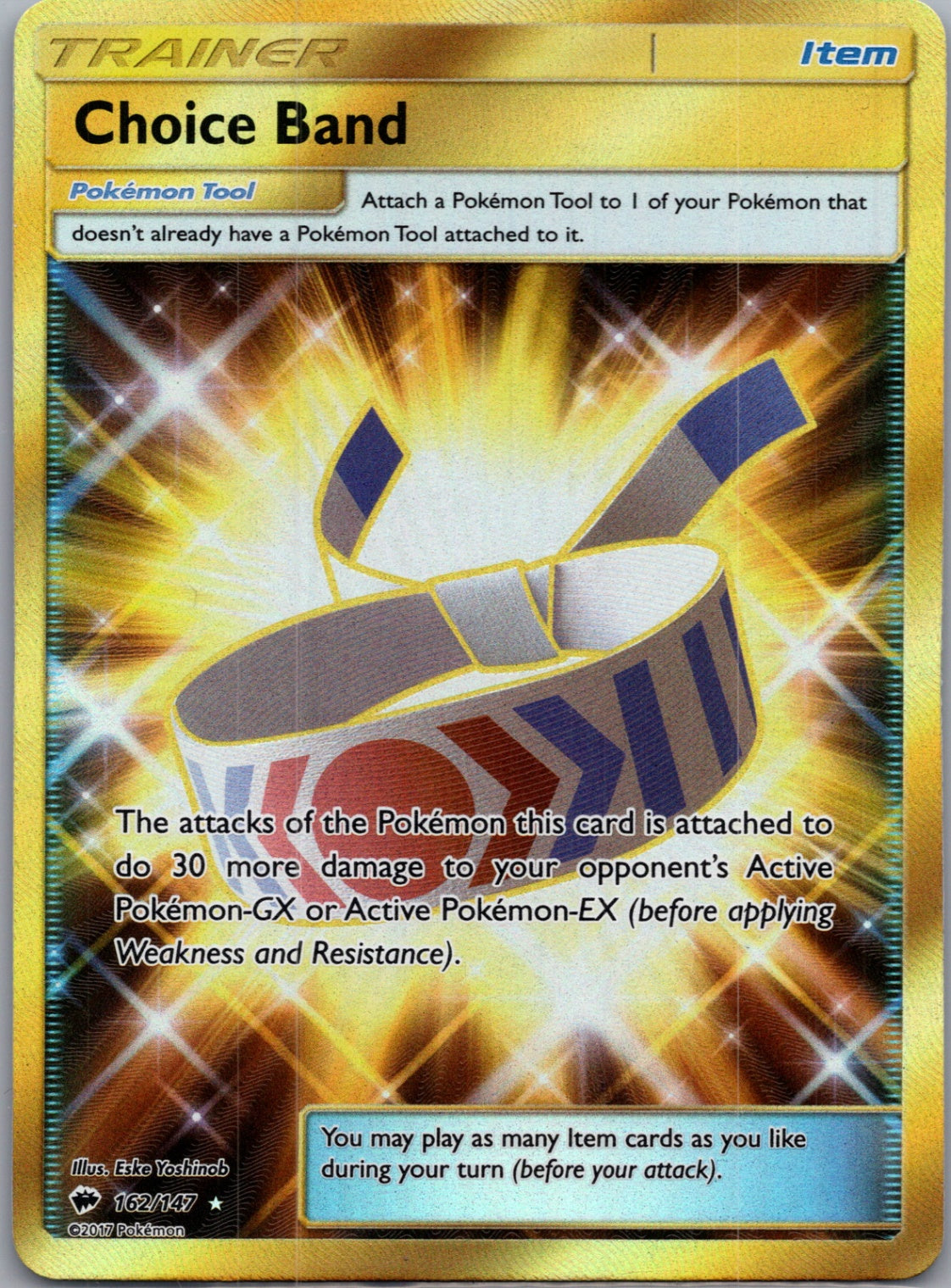 2017 SM - Burning Shadows 162/147 Choice Band (Secret) Secret Rare F173