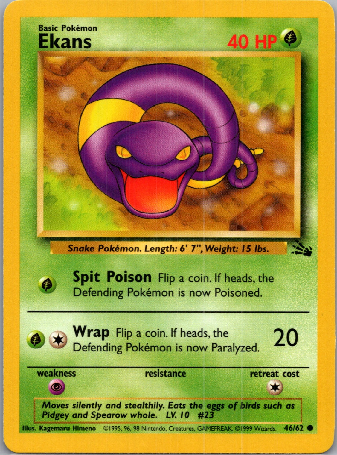 1999 Fossil #46/62 Ekans Common B130