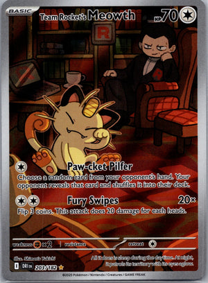 Team Rocket's Meowth Holofoil Illustration Rare SV10: Destined Rivals 203/182 NM