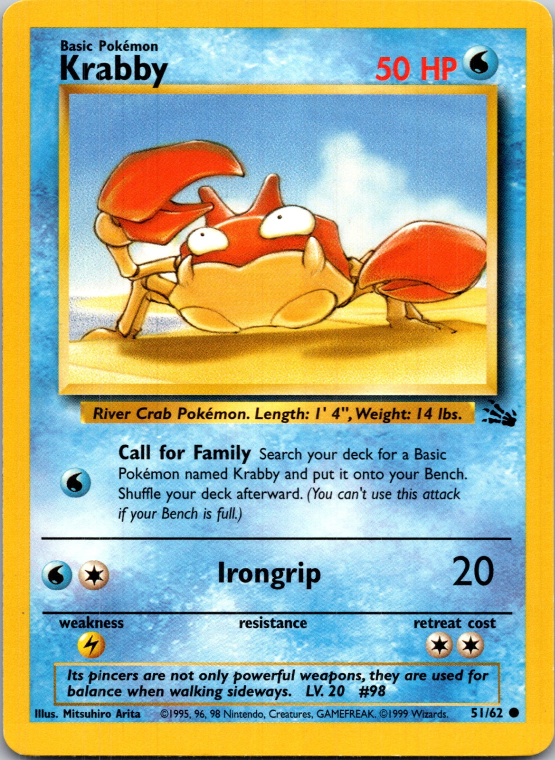 1999 Fossil #51/62 Krabby Common B239
