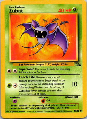1999 Fossil #57/62 Zubat Common A151