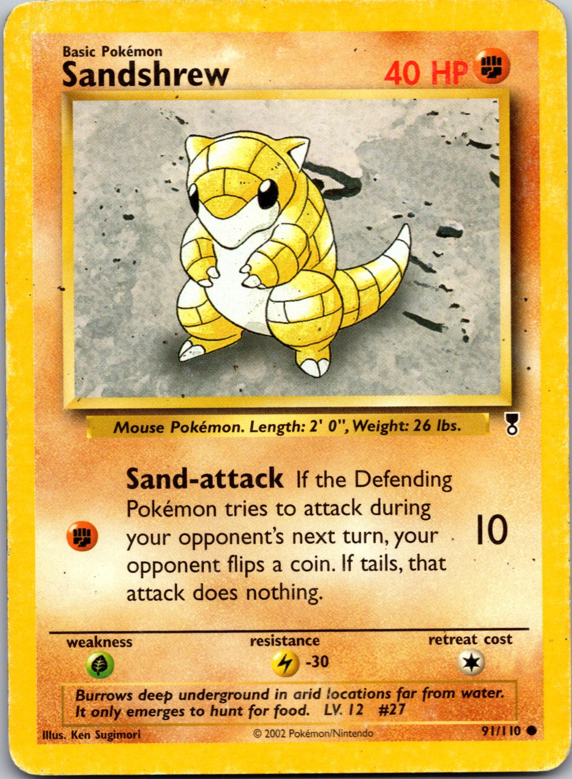 2002 Legendary Collection 091/110 Sandshrew LP