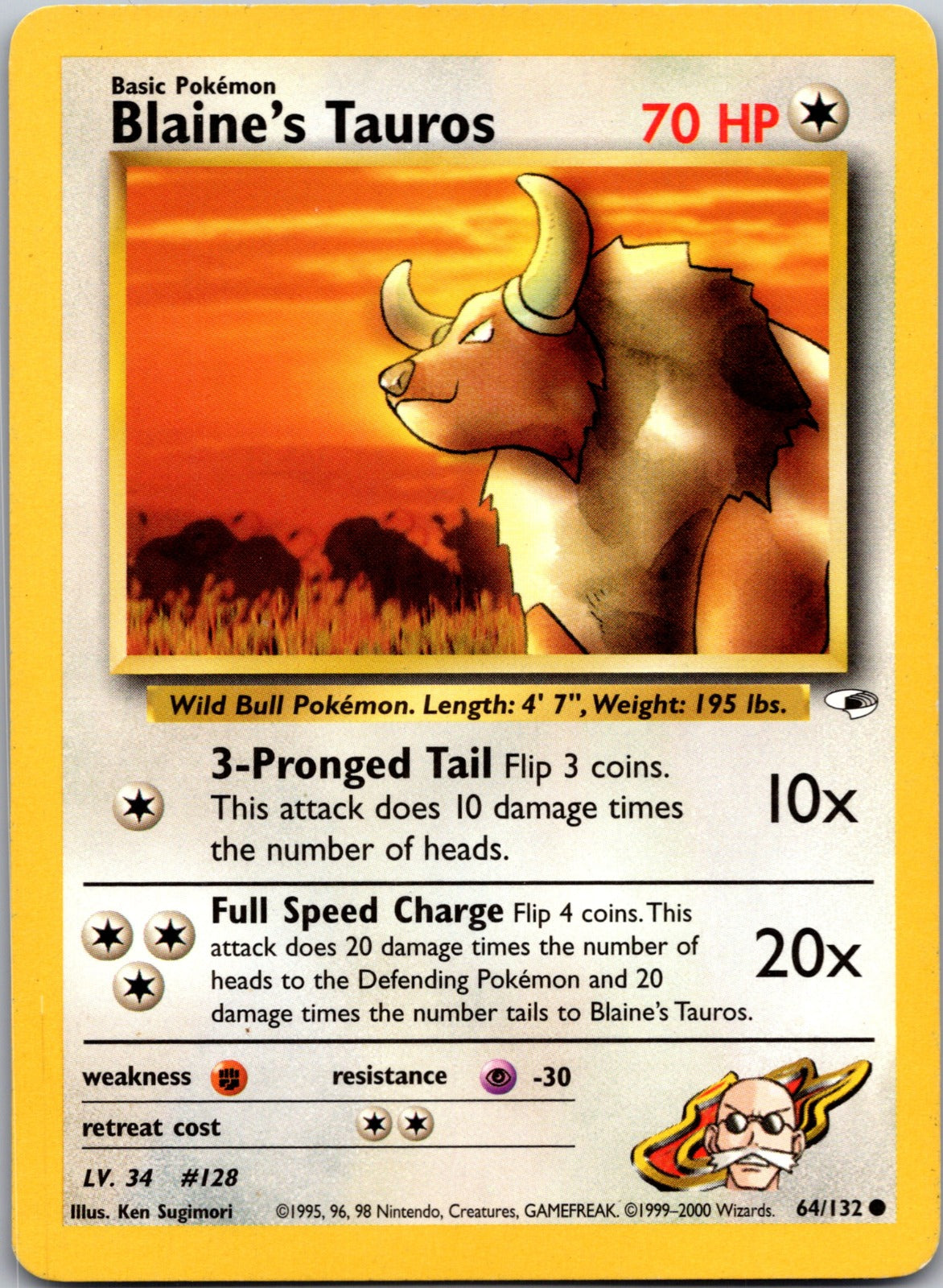 2000 Gym Heroes 064/132 Blaine's Tauros LP E323