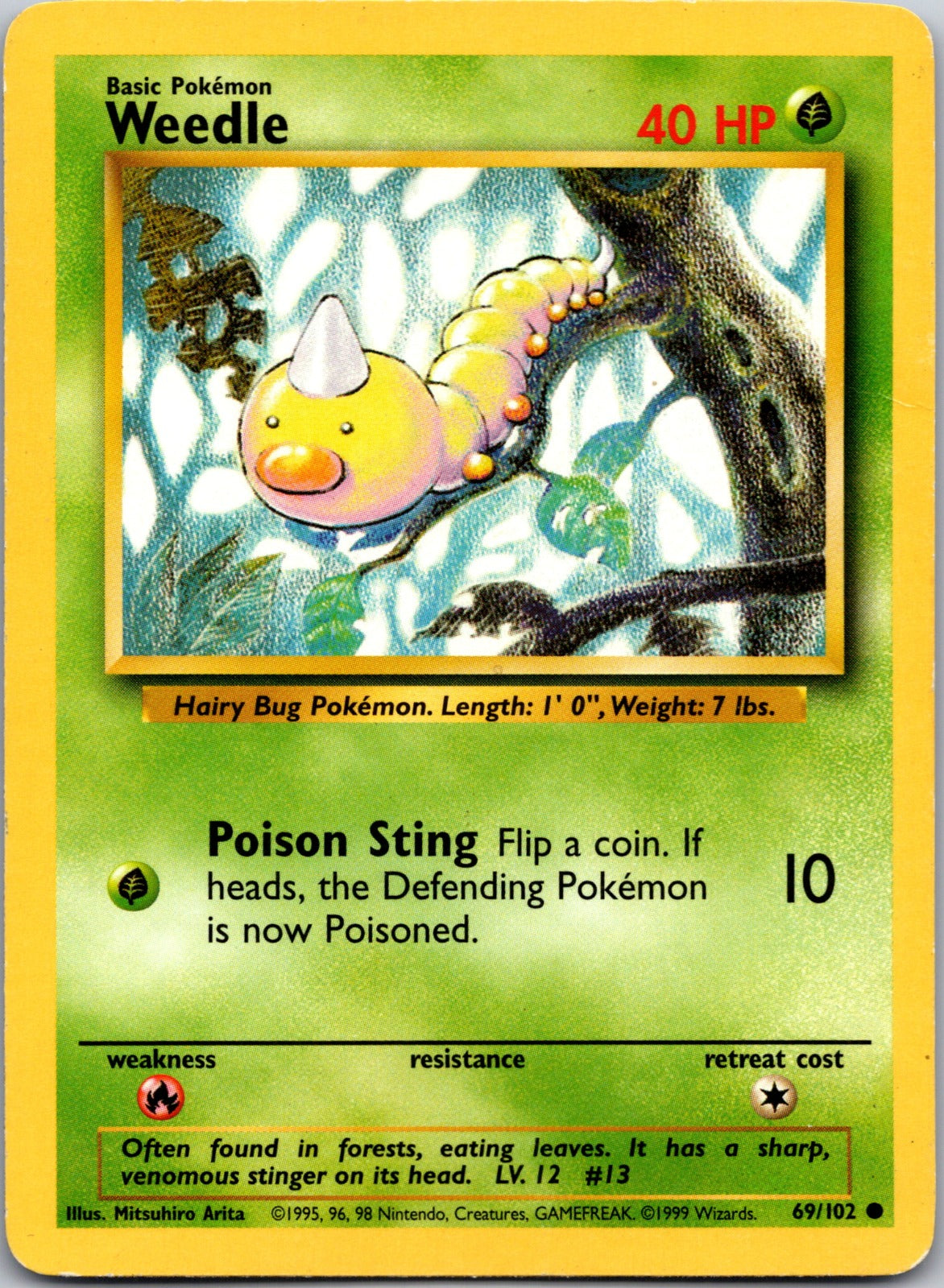1999 Base Set 069/102 Weedle HP E302
