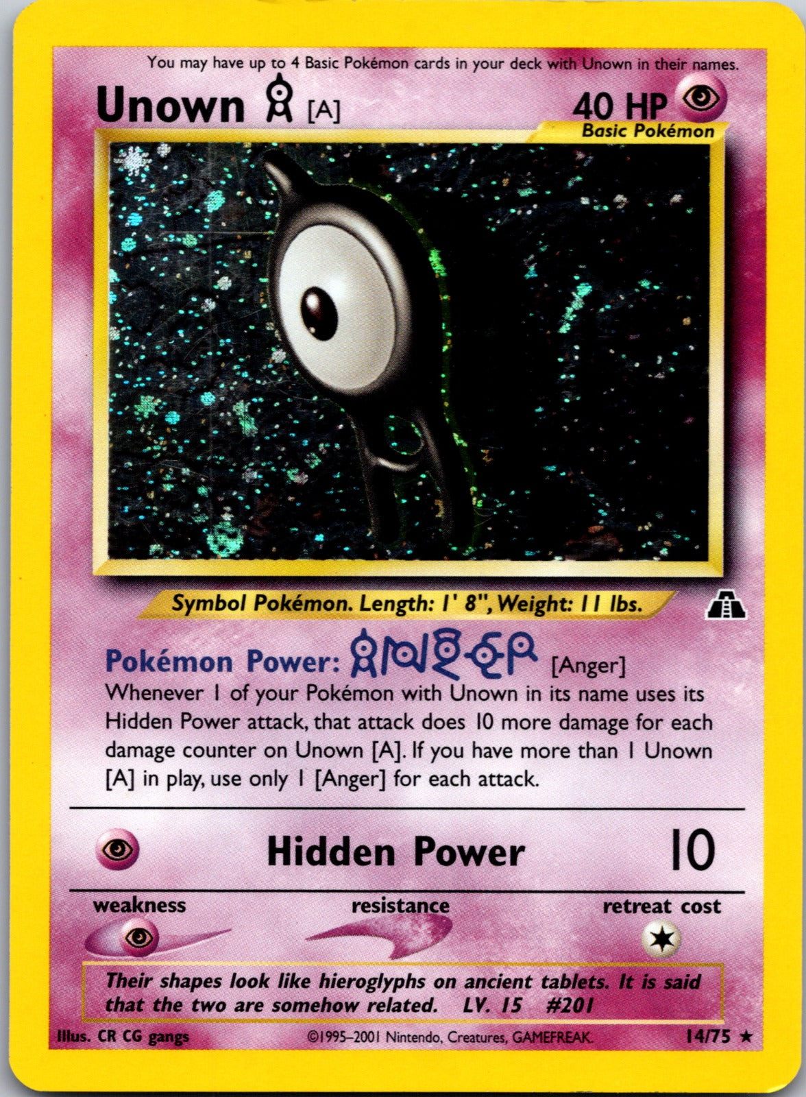 2001 Unown [I] Neo Discovery 68/75 NM