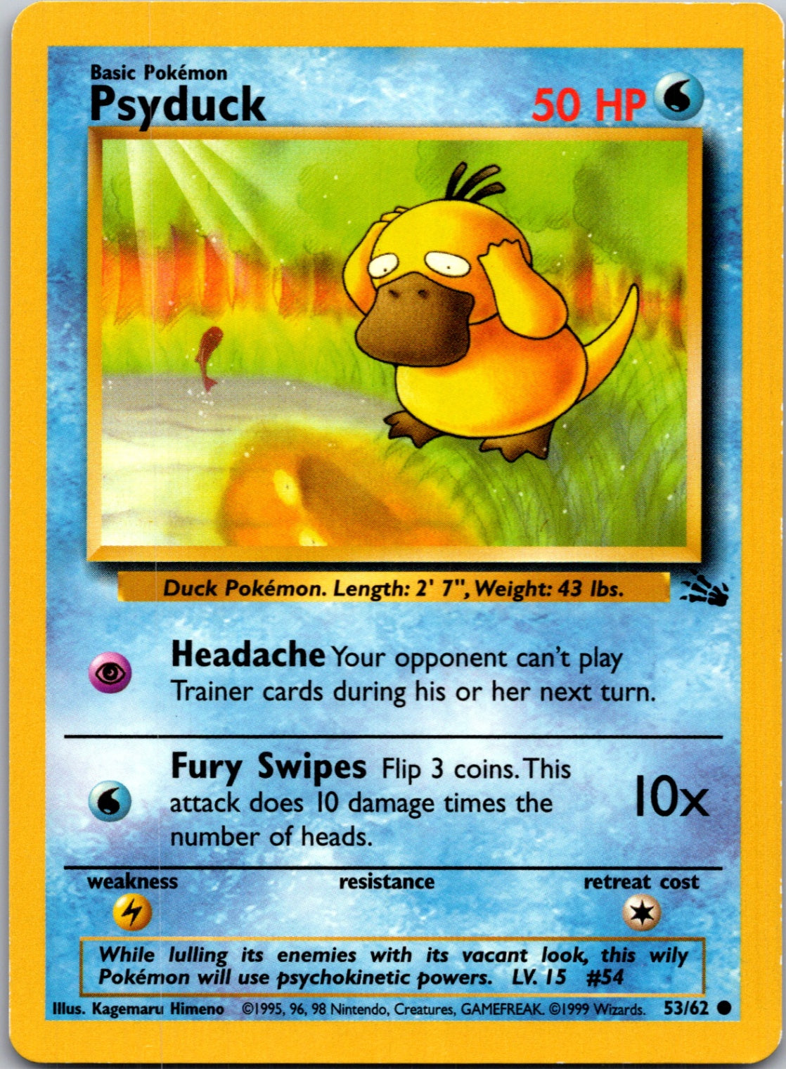 1999 Fossil #53/62 Psyduck Common B275
