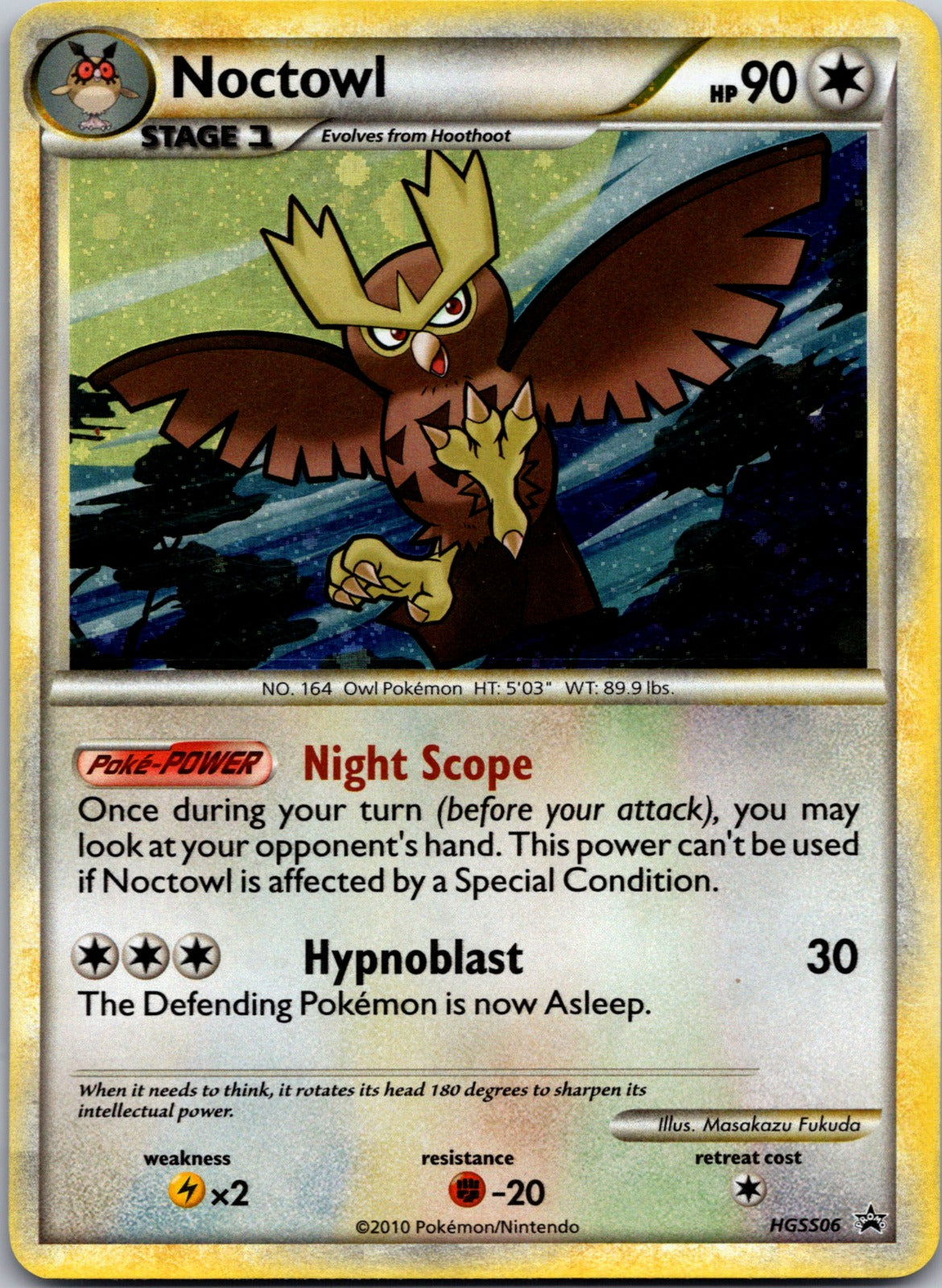 2010 HGSS Promo HGSS06 Noctowl (Holo) LP G130
