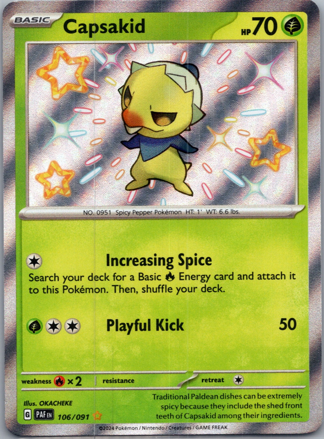 2024 SV: Paldean Fates 106/091 Capsakid Shiny Rare F134