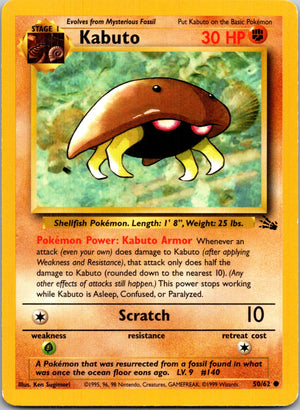 1999 Fossil #50/62 Kabuto Common B228