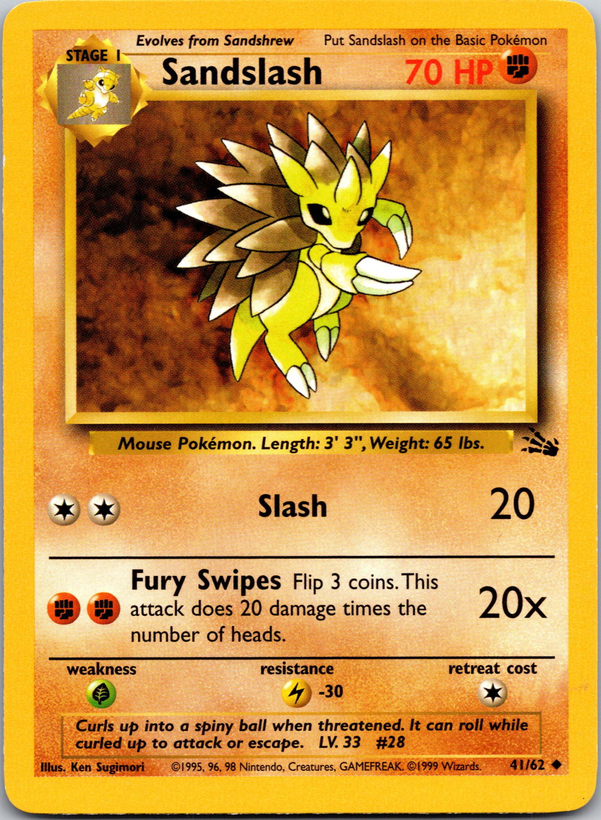 1999 Fossil 41/62 Sandslash Uncommon B58