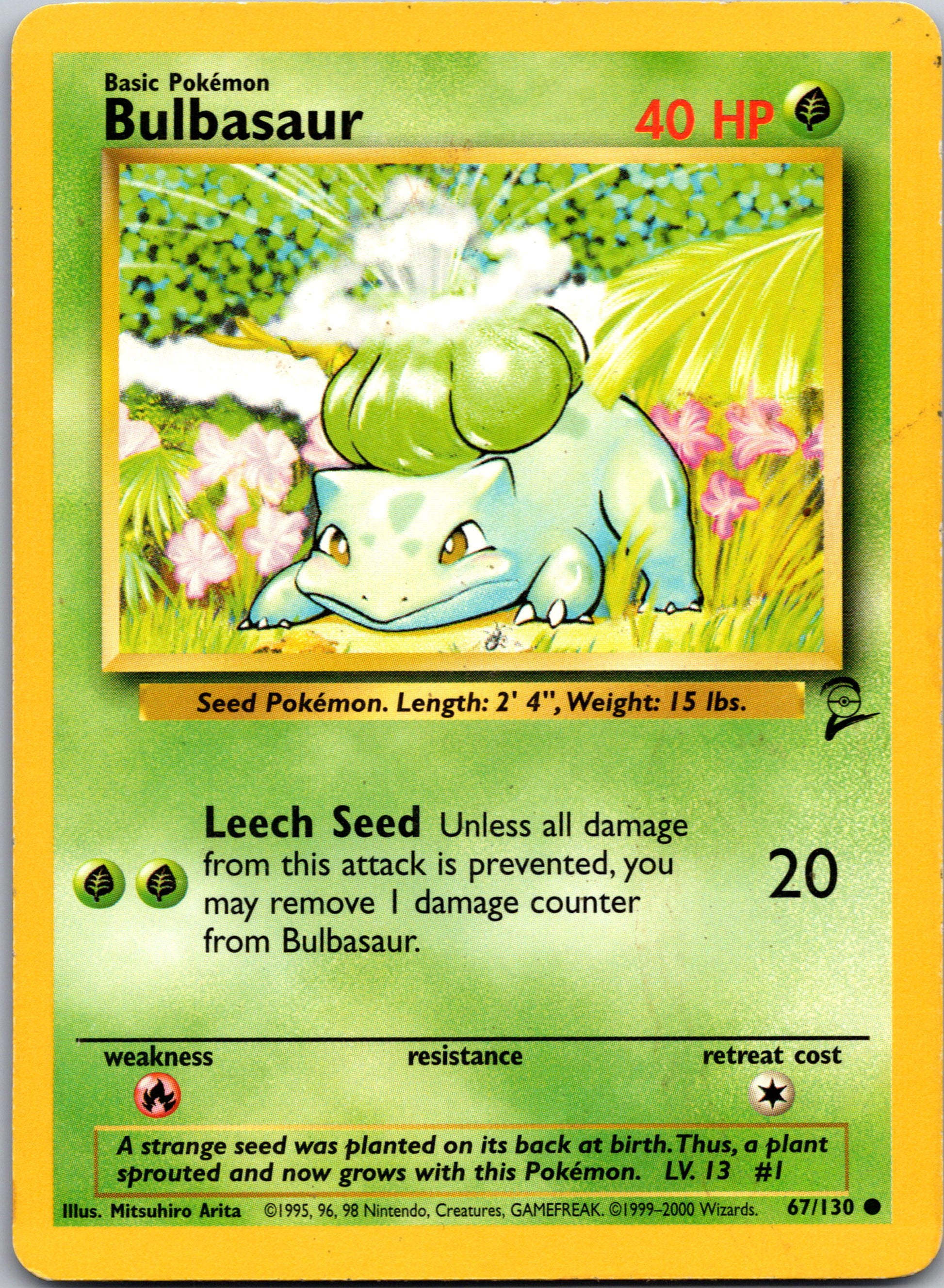 1999 Base Set 2 067/130 Bulbasaur Common A163