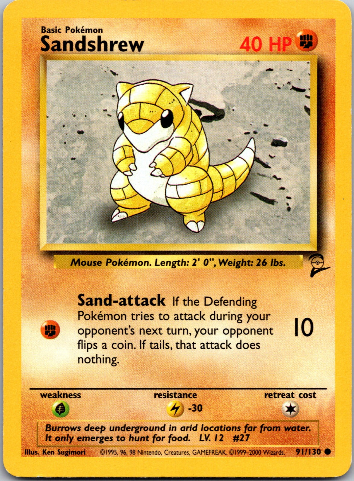Sandshrew Common Base Set 2 091/130 LP
