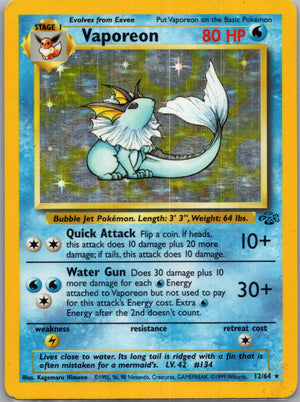 1999 Jungle 12/64 Vaporeon (12) Holo Rare G187