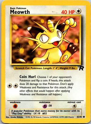 2000 Team Rocket 62/82 Meowth LP