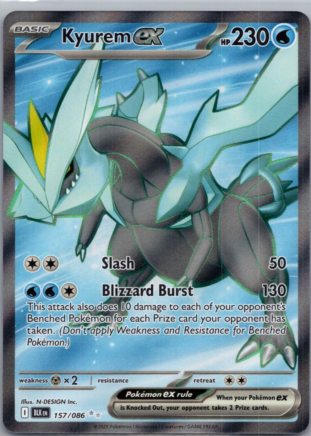 Kyurem ex Holofoil Ultra Rare SV: Black Bolt 157/086 NM
