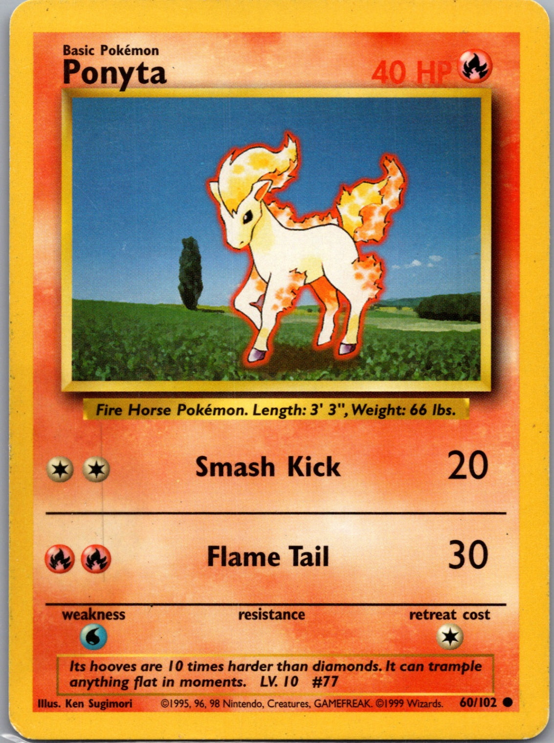 1999 Base Set  060/102 Ponyta Common M83