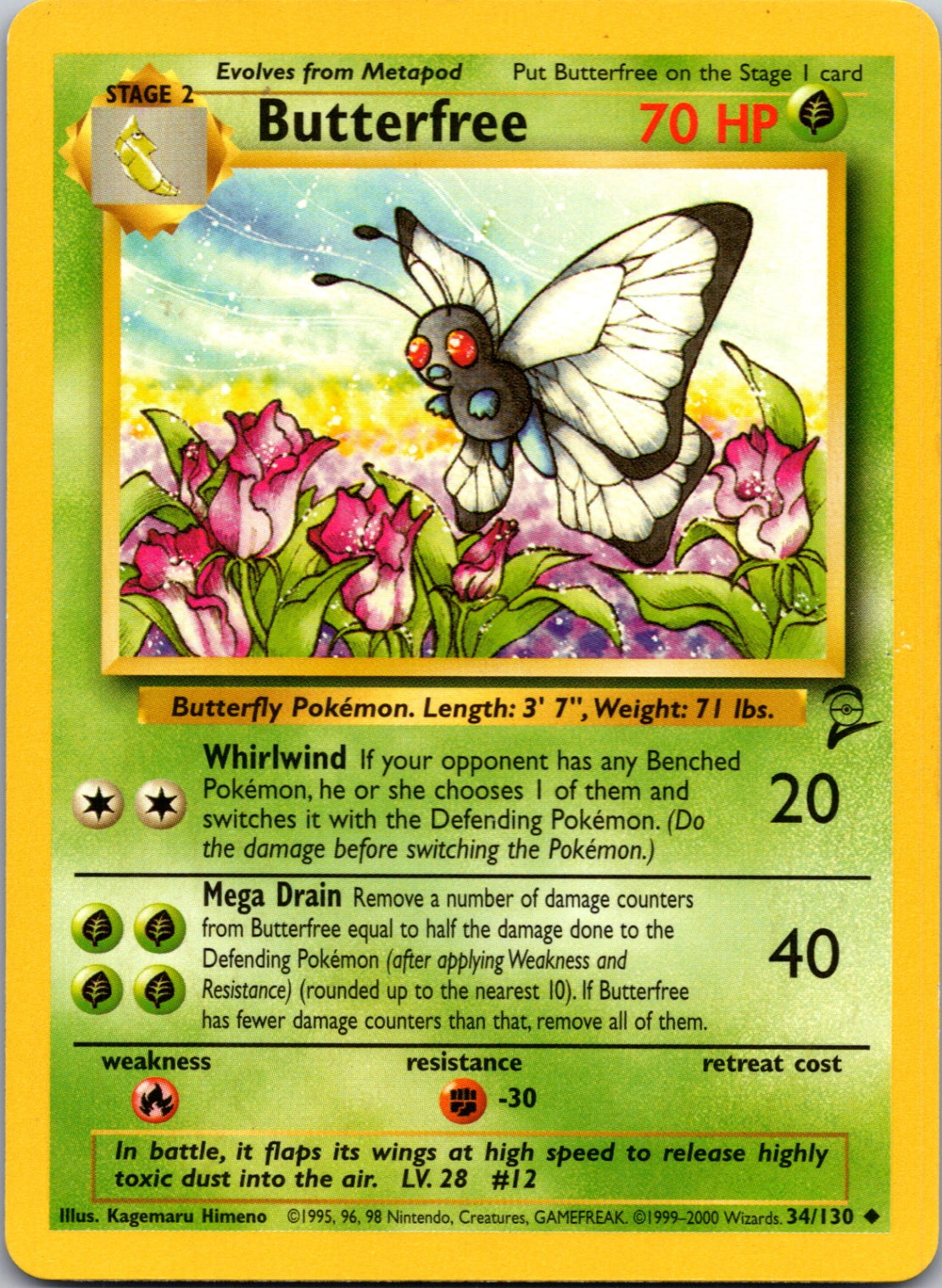 2000 Base Set 2 #034/130 Butterfree Uncommon C103