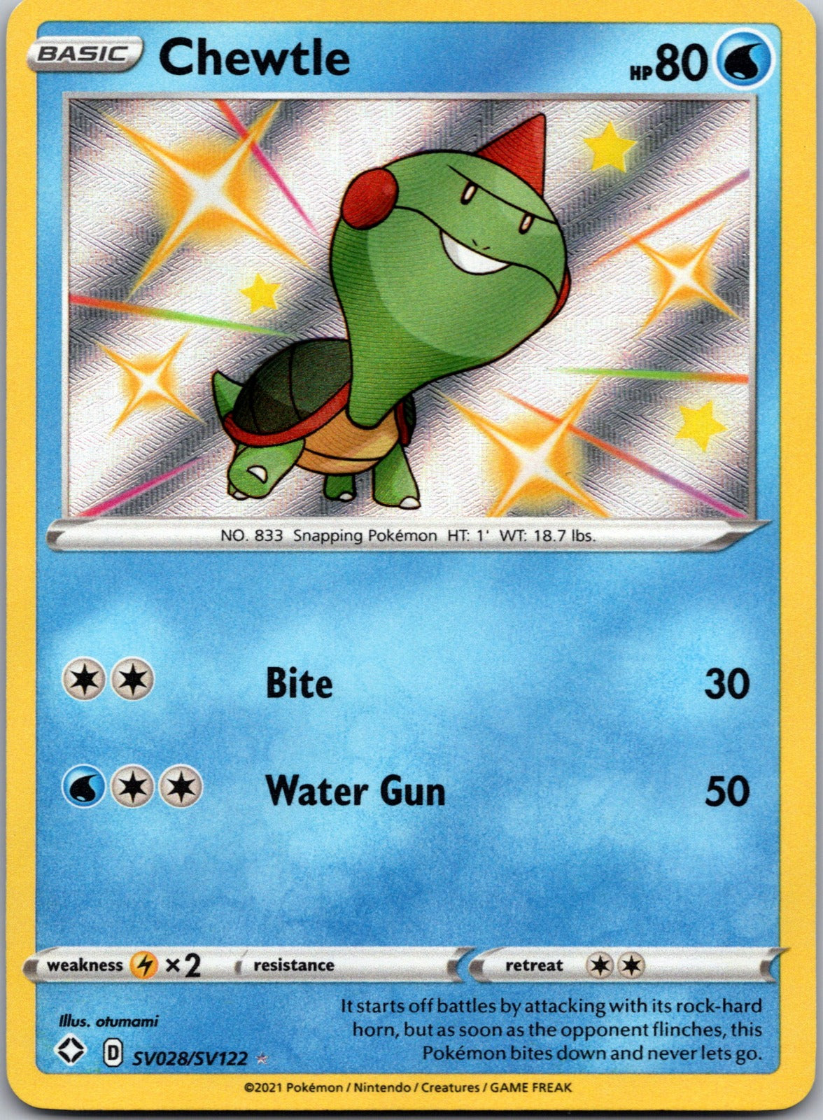 2021 Shining Fates: Shiny Vault SV028/SV122 Chewtle NM