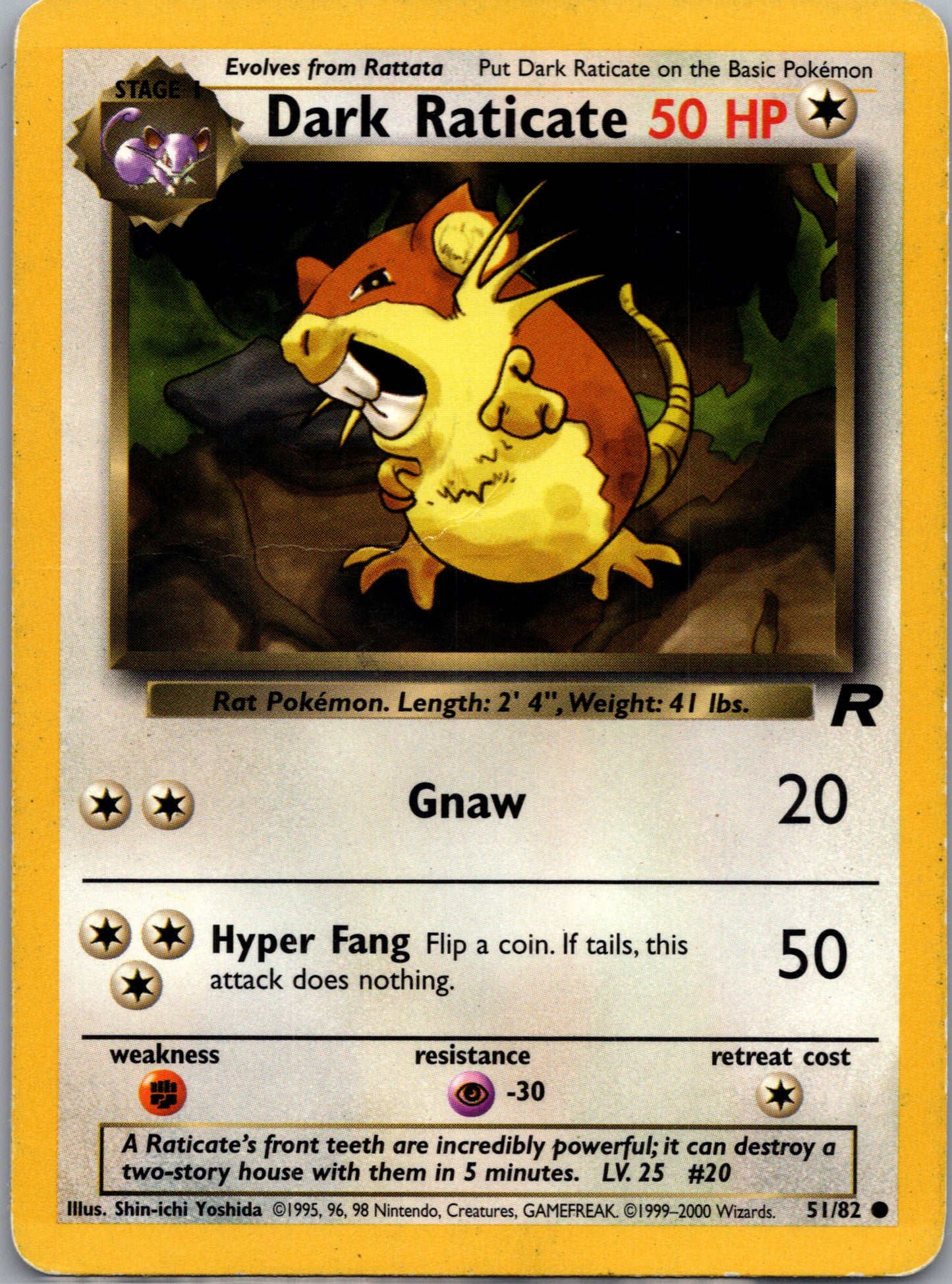 2000 Team Rocket 51/82 Dark Raticate Common A254