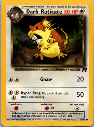 2000 Team Rocket 51/82 Dark Raticate Common A254