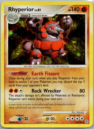 2007 Diamond and Pearl 12/130 Rhyperior Holo Rare F128