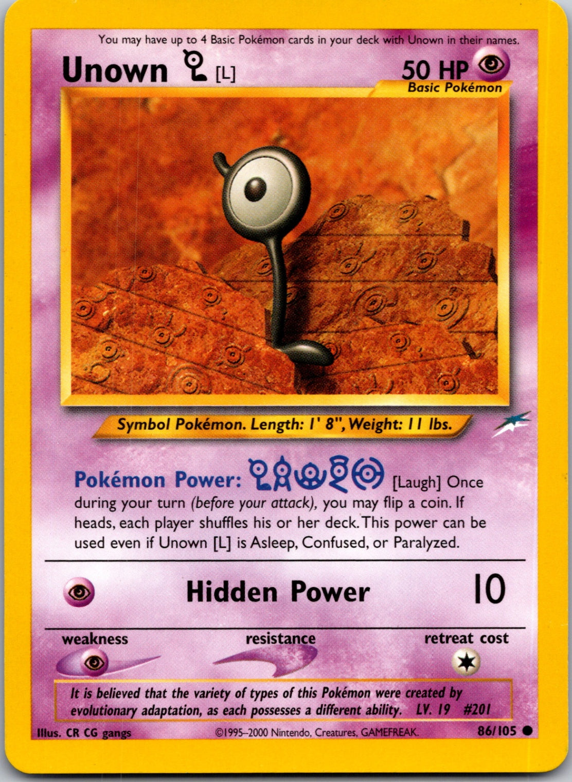 2002 Neo Destiny 086/105 Unown [L] Common M351